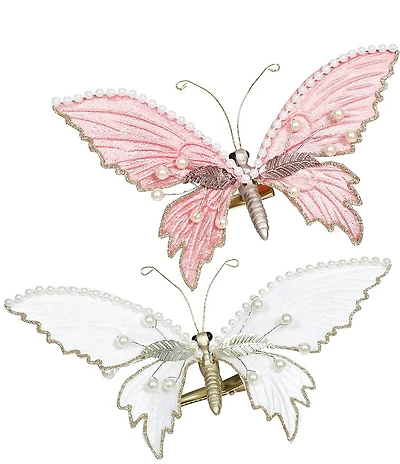 Mark Roberts Glitter Pearls Butterfly Clip, Set of 12