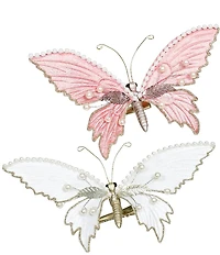 Mark Roberts Glitter Pearls Butterfly Clip, Set of 12