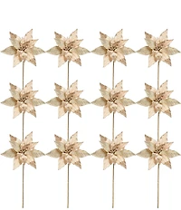 Mark Roberts Glitter Poinsettia Spray Champagne Set of 12