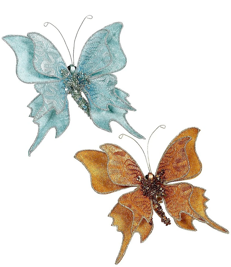 Mark Roberts Glittered Double Butterfly Clip, Set of 12