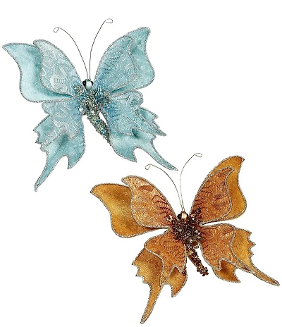 Mark Roberts Glittered Double Butterfly Clip, Set of 12