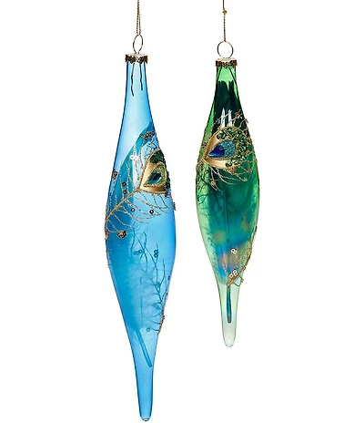 Mark Roberts Holiday Collection 6-Piece Assorted Finial Peacock Ornament Set