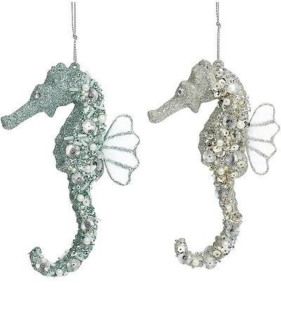 Mark Roberts Holiday Collection Beaded Seahorse Ornament, Set of 12