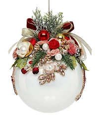 Mark Roberts Holiday Collection Floral Jeweled White Hanging Ornament
