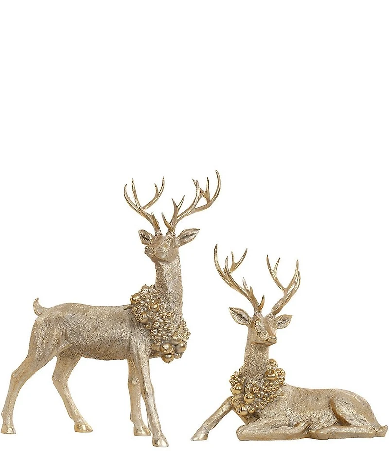 Mark Roberts Holiday Collection Grand Dlarobba Gold Deer Figurines, Set of 2