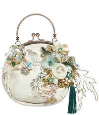 Mark Roberts Ivory Floral Jeweled Bag Round Ornament