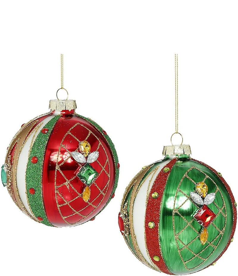 Mark Roberts Jeweled Harlequin Ball Ornament, Set of 6