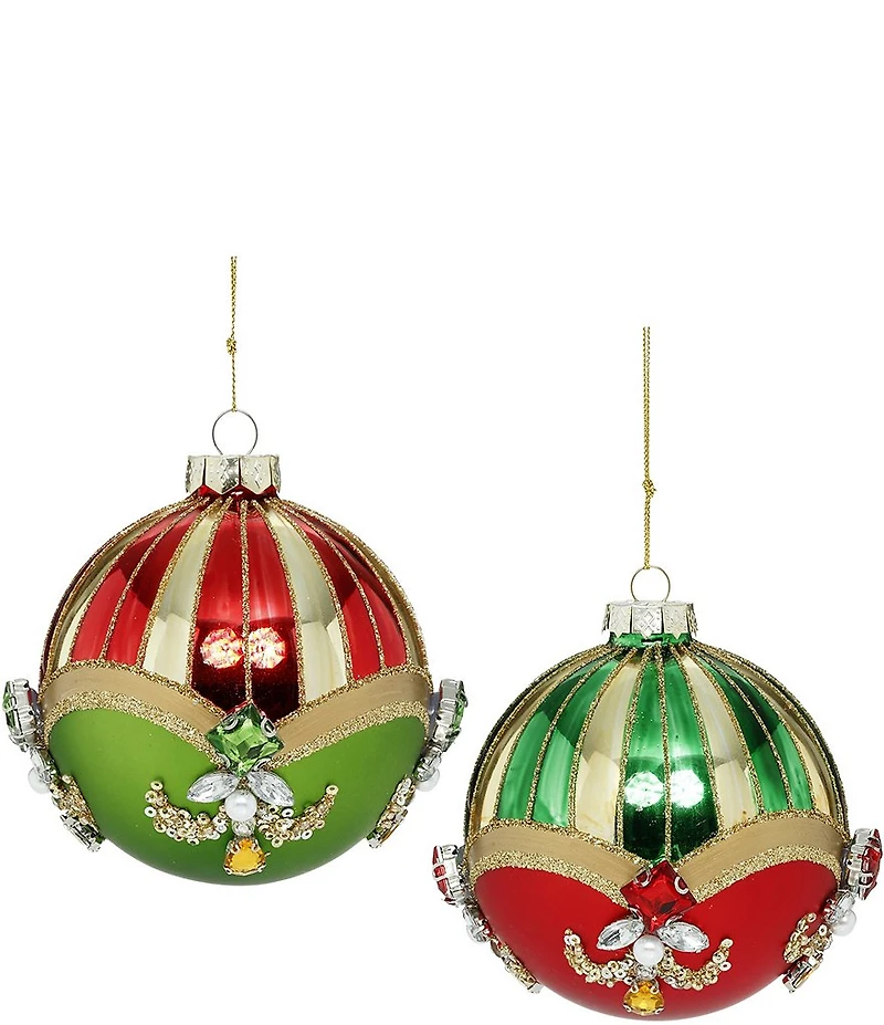 Mark Roberts Jeweled Stripes Ball Ornament, Set of 6
