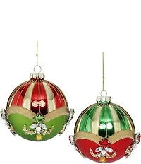 Mark Roberts Jeweled Stripes Ball Ornament, Set of 6