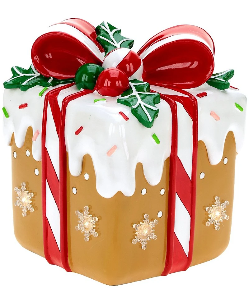 Mark Roberts Lighted Gingerbread Gift Box Figurine