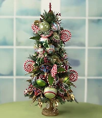 Mark Roberts Novelty Glass Ornament Topiary in Gold Pedestal