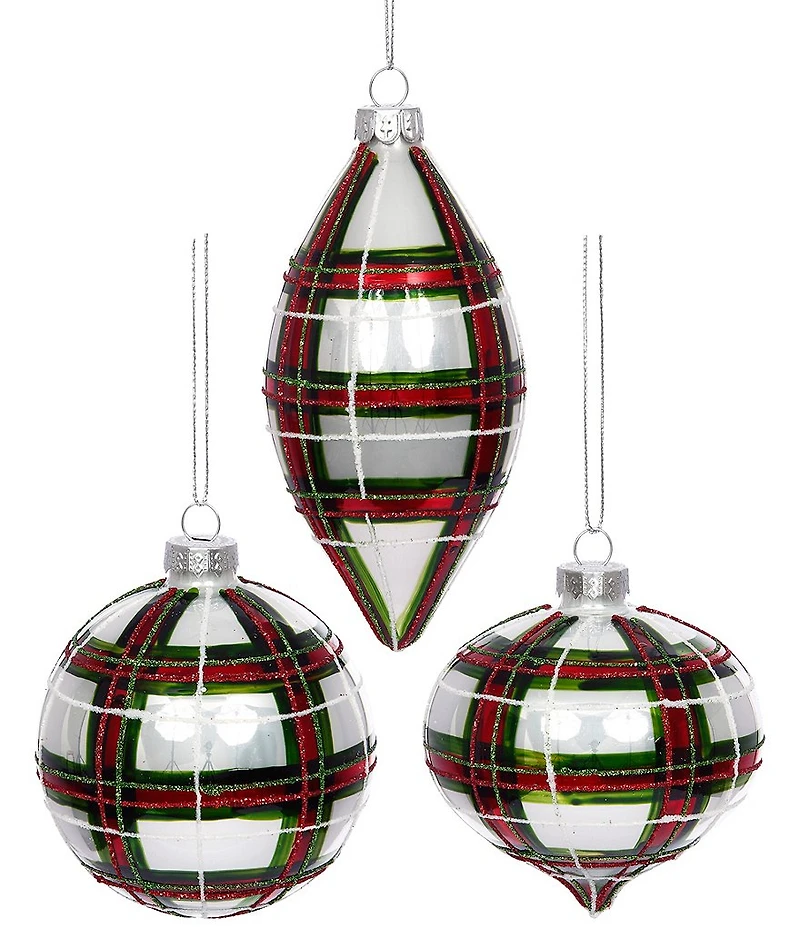Mark Roberts Red And Green Plaid Ornament, Set of 12