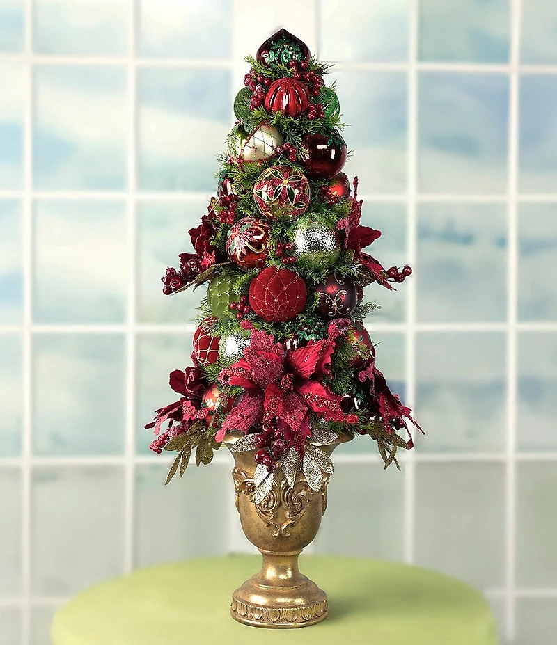 Mark Roberts Regal Ruby Cone Tree In Gold Urn