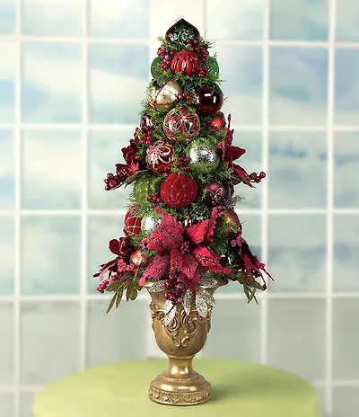 Mark Roberts Regal Ruby Cone Tree In Gold Urn