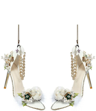 Mark Roberts White Shoe with Gold Chain Ornament, Set of 2