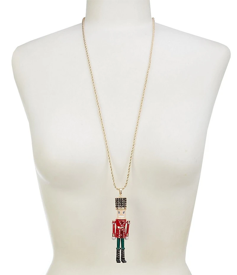 Merry & Bright 3D Christmas Nutcracker Long Pendant Necklace