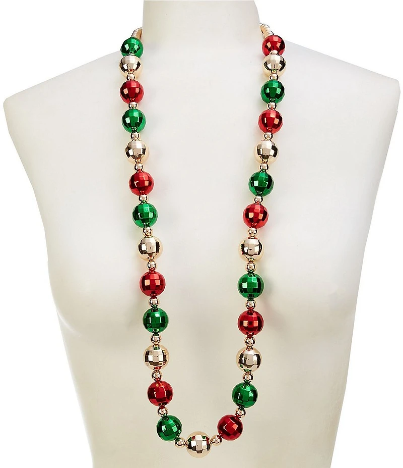 Merry & Bright Christmas Ball Long Strand Necklace