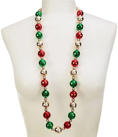 Merry & Bright Christmas Ball Long Strand Necklace