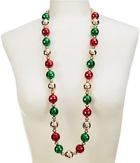 Merry & Bright Christmas Ball Long Strand Necklace