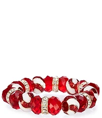 Merry & Bright Christmas Candy Cane Beaded Stretch Bracelet