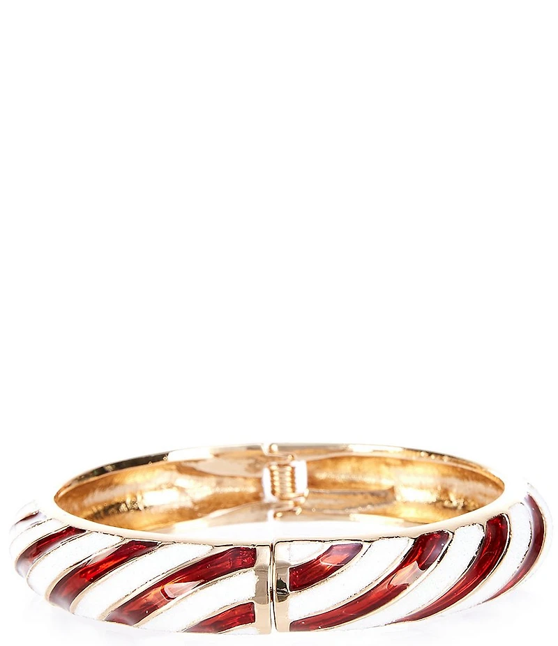 Merry & Bright Christmas Candy Cane Hinge Bangle Bracelet