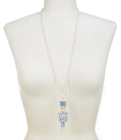 Merry & Bright Christmas Chinoiserie 3D Nutcracker Long Pendant Necklace