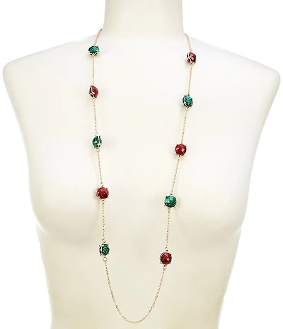 Merry & Bright Christmas Glitter Long Station Strand Necklace