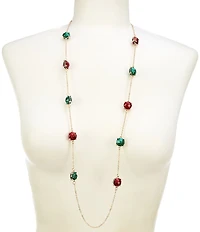 Merry & Bright Christmas Glitter Long Station Strand Necklace