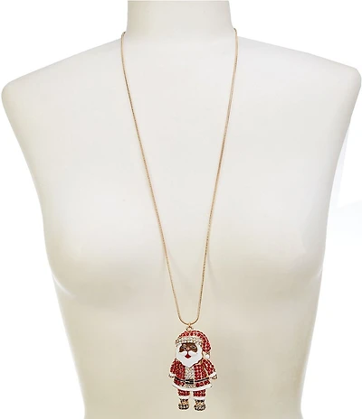 Merry & Bright Christmas Jolly Heritage Santa Long Pendant Necklace