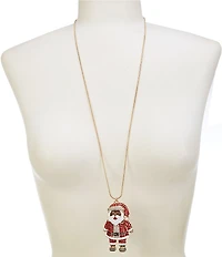 Merry & Bright Christmas Jolly Heritage Santa Long Pendant Necklace