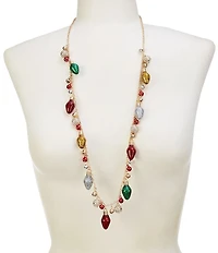 Merry & Bright Christmas Lights and Jingle Bells Long Strand Necklace
