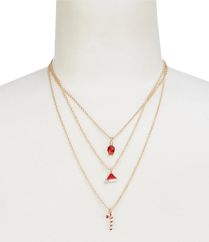 Merry & Bright Christmas Motif Short Multi Strand Necklace