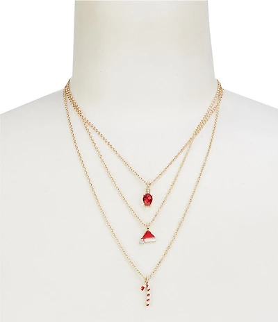 Merry & Bright Christmas Motif Short Multi Strand Necklace