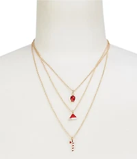 Merry & Bright Christmas Motif Short Multi Strand Necklace