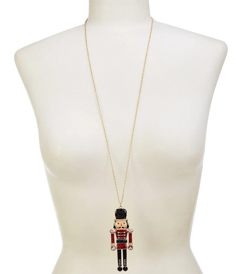 Merry & Bright Christmas Nutcracker Slider Long Pendant Necklace