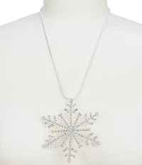 Merry & Bright Crystal Large Snowflake Long Pendant Necklace