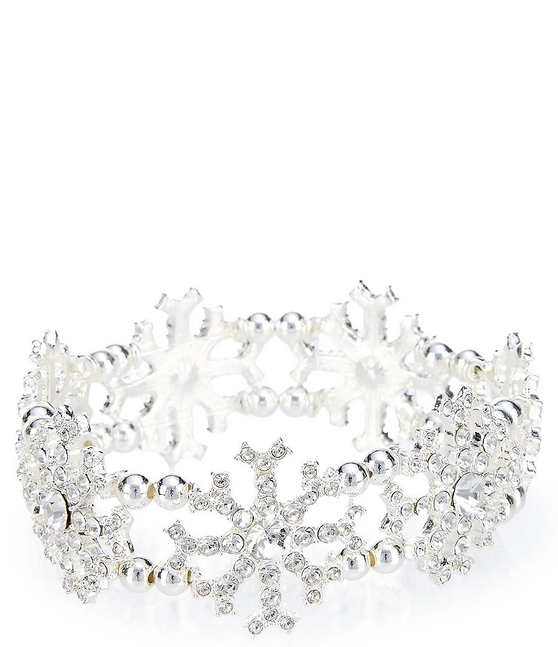 Merry & Bright Crystal Snowflakes Stretch Bracelet