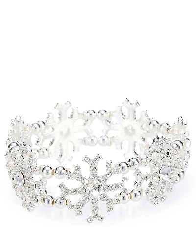 Merry & Bright Crystal Snowflakes Stretch Bracelet