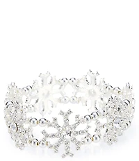 Merry & Bright Crystal Snowflakes Stretch Bracelet