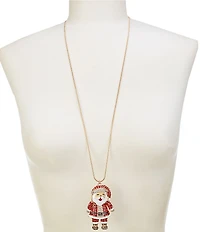 Merry & Bright Jolly Christmas Santa Long Pendant Necklace