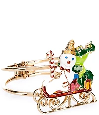 Merry & Bright Mr. Bingle & Gator On Sled Christmas Hinge Bangle Bracelet
