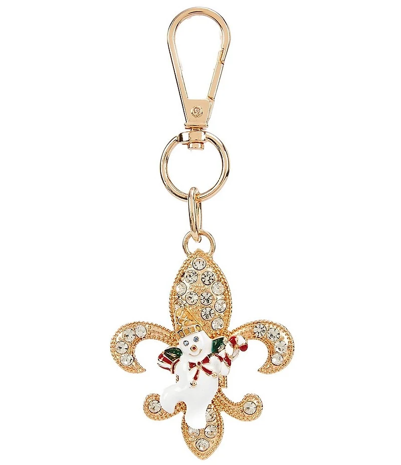 Merry & Bright Mr. Bingle Fleur De Lis Christmas Charm Drop Key Ring