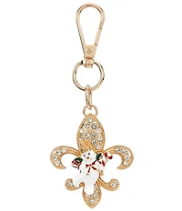 Merry & Bright Mr. Bingle Fleur De Lis Christmas Charm Drop Key Ring