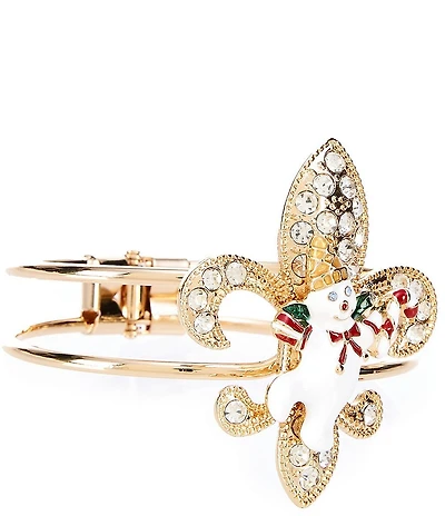 Merry & Bright Mr. Bingle Fleur De Lis Christmas Hinge Bangle Bracelet
