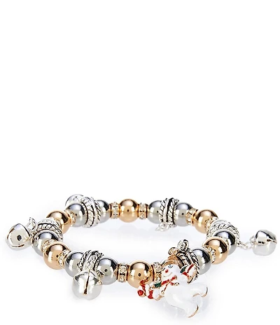 Merry & Bright Mr. Bingle Flying Christmas Charm Drop Stretch Bracelet