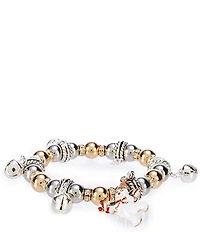 Merry & Bright Mr. Bingle Flying Christmas Charm Drop Stretch Bracelet