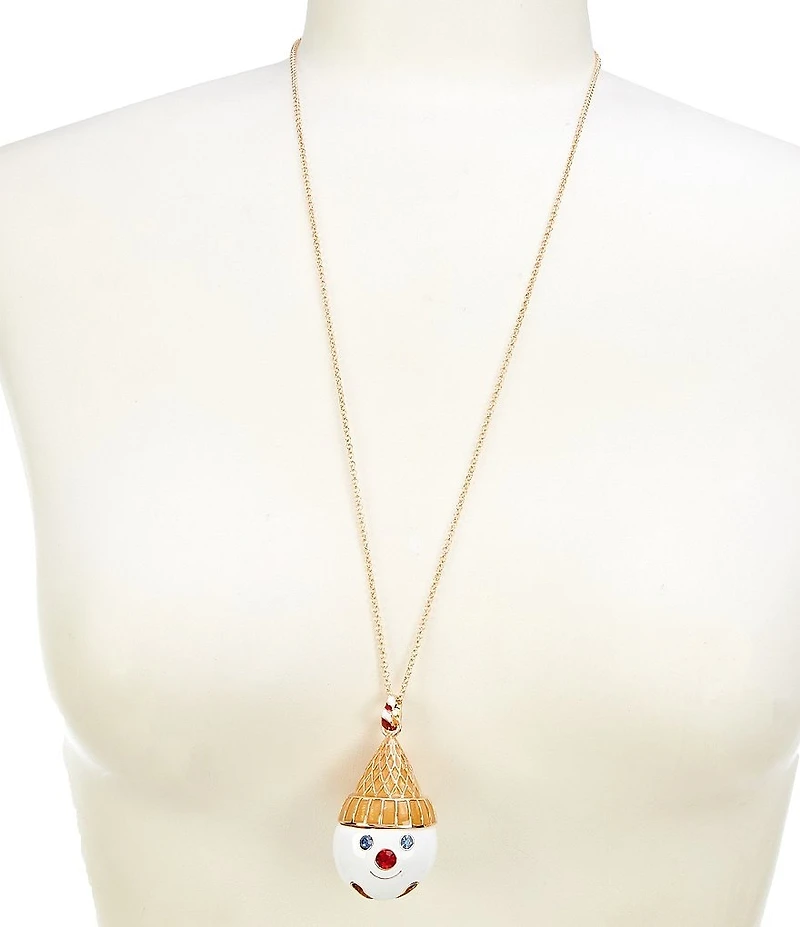Merry & Bright Mr. Bingle Head Christmas Bell Long Pendant Necklace