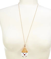 Merry & Bright Mr. Bingle Head Christmas Bell Long Pendant Necklace