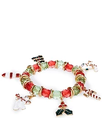 Merry & Bright Mr. Bingle Multi Christmas Charm Drop Stretch Bracelet