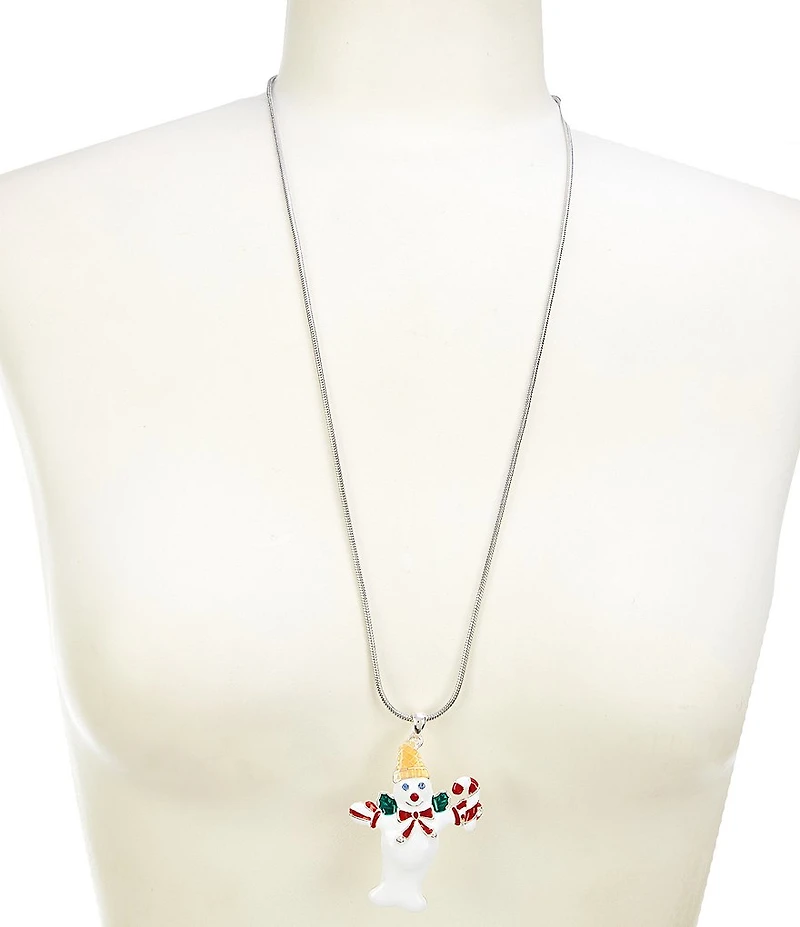 Merry & Bright Mr. Bingle Standing Christmas Long Pendant Necklace